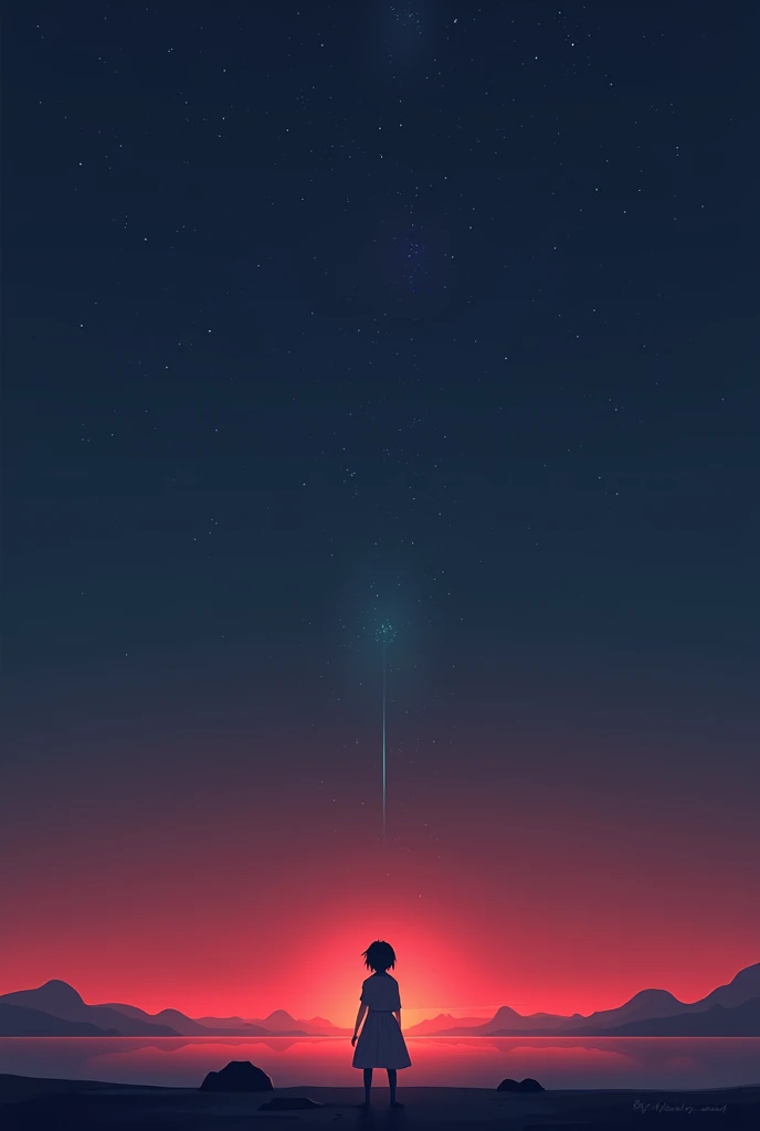 a minimalist wallpaper with the colors red and white with light touches of explosive blue but something slightly quiet but aerial like a shooting star