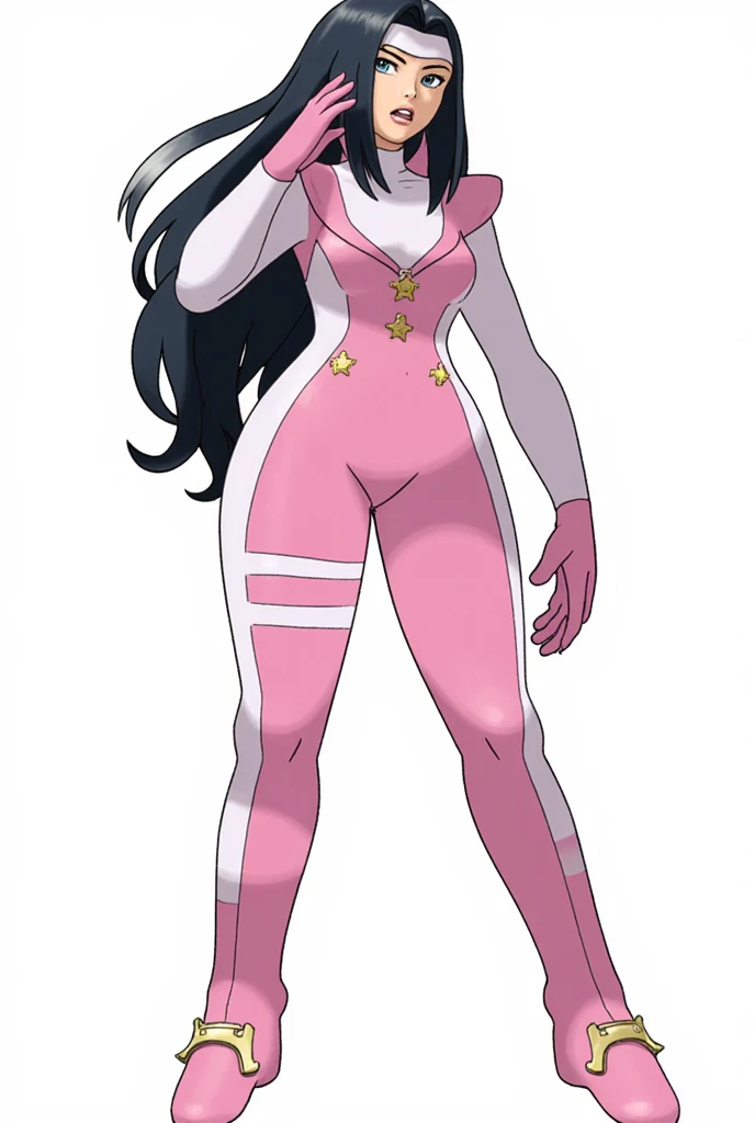 Pokémon: A female beautiful  grass type gym leader trainer that wears a cherry blossom inspired avant garde attire, She has a very avant garde attire, Pink and White colorway. Long Flowing black hair. She has a very mature face and small eyes. He has a ver...