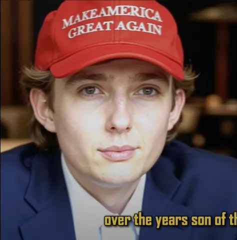 barron trump with a cap make america great again