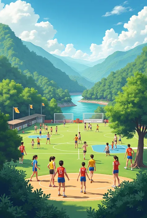 Sports background on the background of a sports and health camp 《Olympian 》