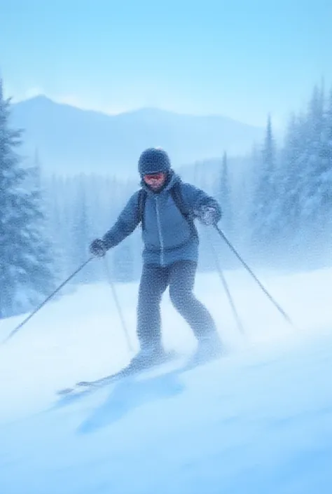 Fait moi une photo en paysage d’un skieur sur les piste 