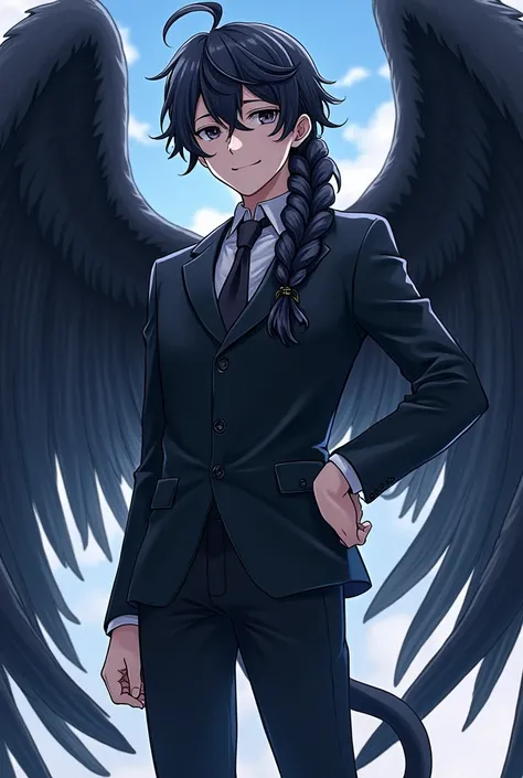 sex : man
Characteristic  :  long black hair, French braids, black eyes, starry eyes, charming, sharp tail, handsome, black wings.
With angel wings : 6 Wings
Habits  : Cool, intelligent, quick-witted, prefer the tranquility and independence of themselves a...