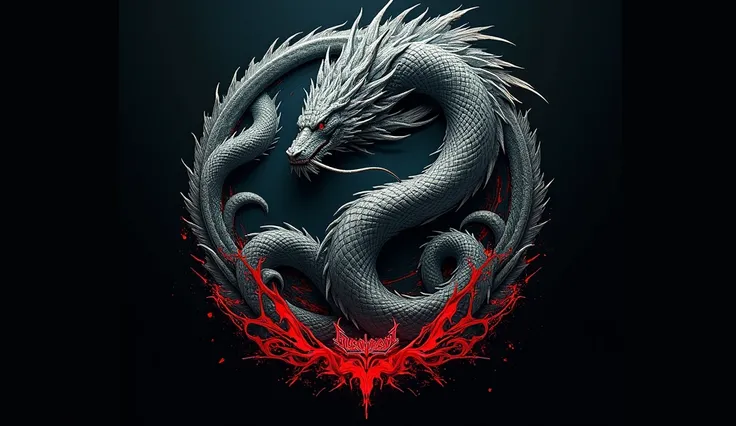 GUREEs logo. The logos name is written in red, with blood flowing down the bottom. Inside the logo, a giant Sky Dragon and a giant Earth Snake are intertwined and fighting in a circular pattern.