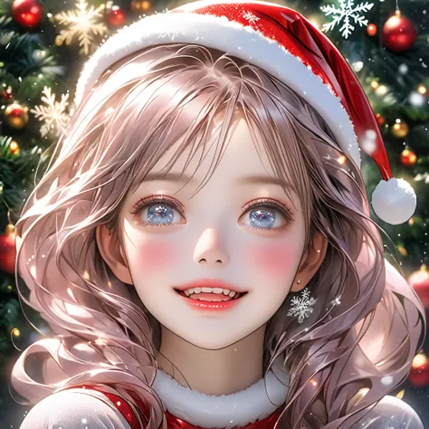 Multiple exposure, masterpiece: 1.2, highest quality, high resolution, 16k, beautifully detailed, surreal, photorealistic: 1.37, one beautiful and cute girl, snowflakes, growing gray eyes, sparkling pupils, blushing cheeks , glossy rosy lips, beautiful and...