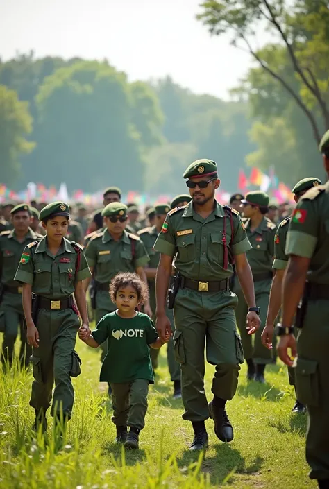 বাংলাদেশের বাহিনীর নাম বর্ডার গার্ড বাংলাদেশ বা সীমান্তের অতন্দ্র বাহিনীর সদস্যরা তাদের প্রতিষ্ঠা বার্ষিকী উৎযাপন করছে বউ বাচ্চার সাথে একটা মাঠের মধ্যে যেখানে অনুষ্ঠান চলছে