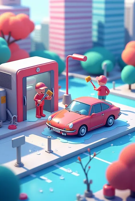 car wash game ASMR icon  2D art style isometric