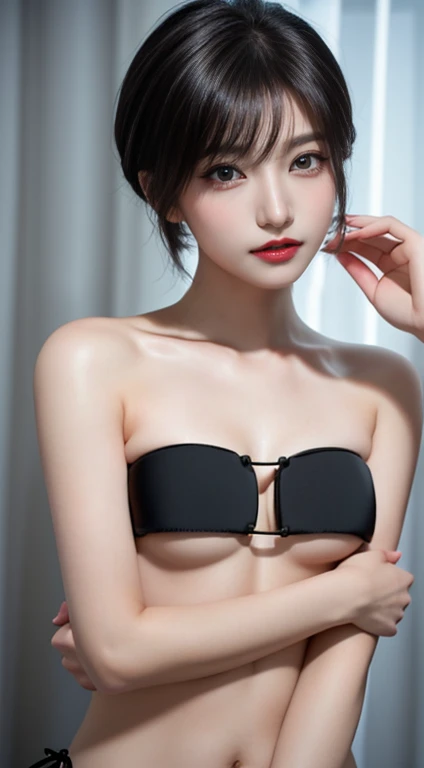 masterpiece,  beautiful girl ,   Details,  beautiful eyes, (Wear an revealing strapless micro bikini .:1.6)、 top quality , 超A High Definition , (reality: 1.4), Original photo,  One Girl ,  movie lighting, (Laughter:0.6),  Japanese ,  Asian Beauties, Korean...