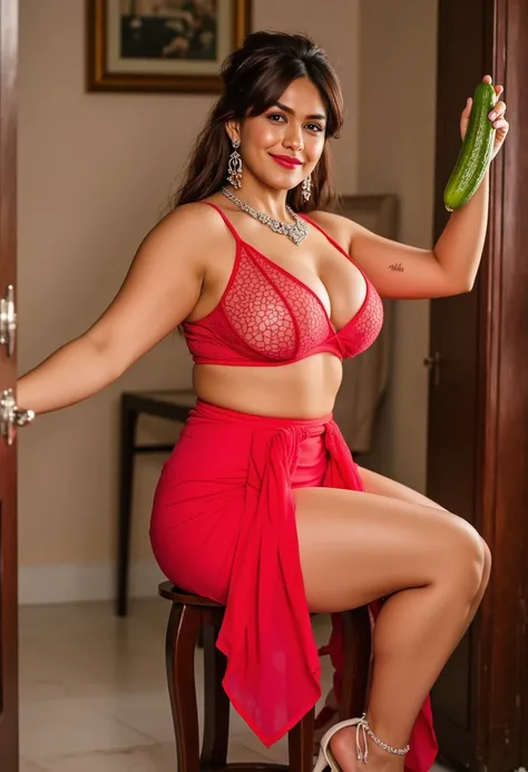 30 year old Married indian women, looking at the viewer, wearing shiny glossy and reflective finish polyester plus size ankle length  long white silk skirt and transparent red bikkini ,red panties, big Fat ass, Voluptuous, wide hips,Big thighs, scooped Big...