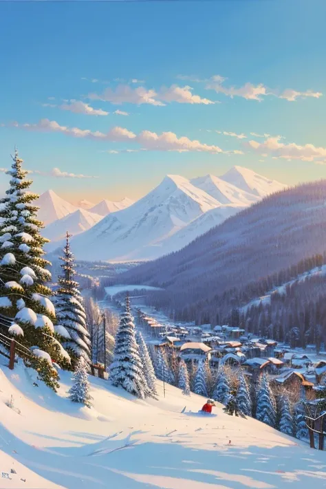  top quality 、 landscape painting、snow景色、snow、City