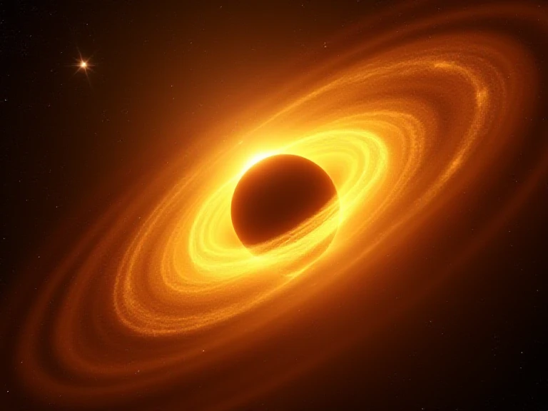  A supermassive black hole . The .  The photon sphere is very bright :  white-yellow quasar .  The relativistic jet also turns yellow on both sides ,  and in the distance it turns white and fades .  The accretion disk near the event horizon is bright , alm...