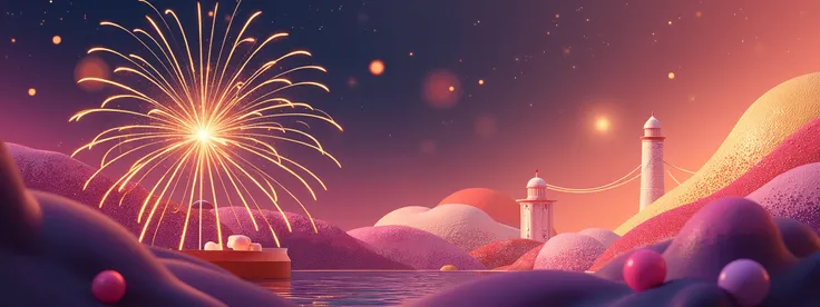 Create an abstract New Year’s Eve background with a focus on fireworks and festive elements. The design should feature vibrant, explosive fireworks in shades of gold, red, and purple, bursting in a dynamic, flowing pattern across the scene. Soft, glowing o...