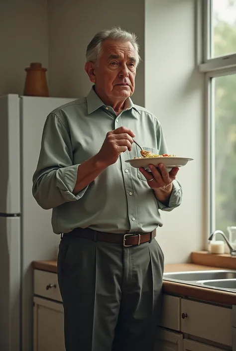 A man eating while standing