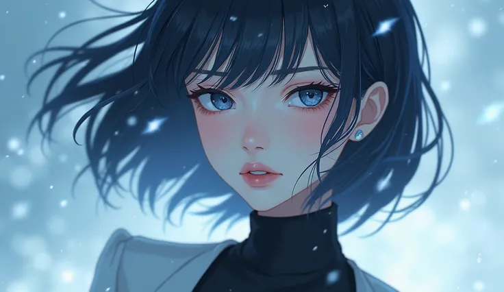 a cold beautiful woman ,  anime style 
