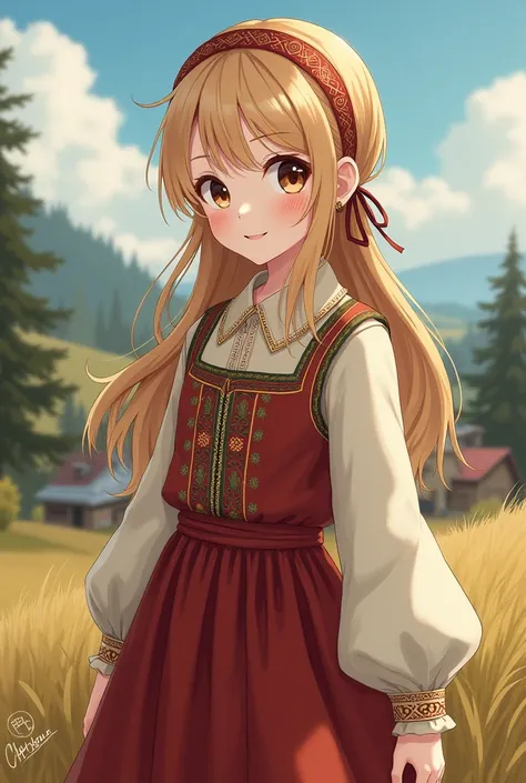 Woman  anime  wearing swedish clothes 