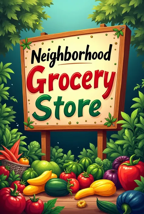 Create a colorful sign for a grocery store 