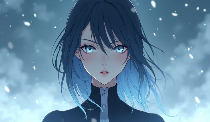 
a cold beautiful woman ,  anime style 