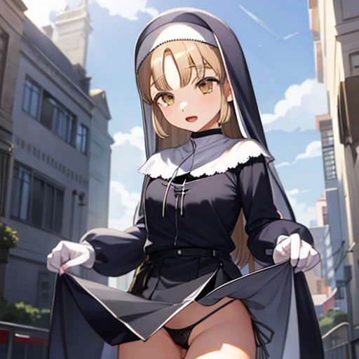 Sister Claire, young girl,show panties,Cathedral,open, Lift Your Skirt 