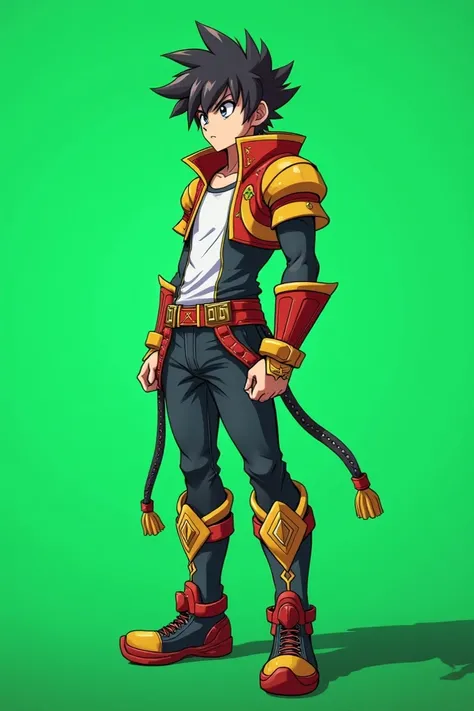 generate green screen  anime style male character 