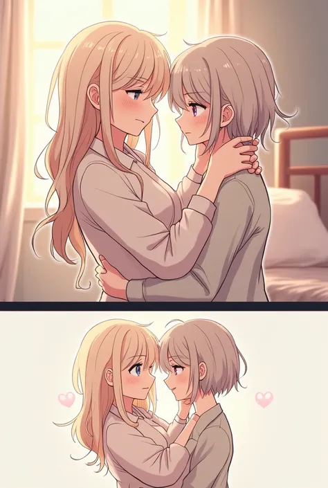 Make a comic when a girl kissing a girl