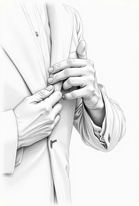 Hand adjusting suit,  drawn in pencil 