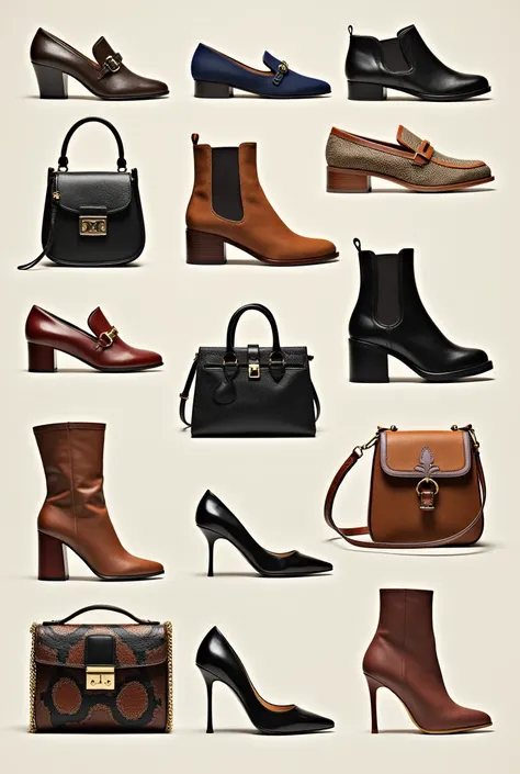 Different types of shoes and bags