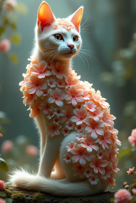 Hyper realistic ,ultra hd
A cat  body like aflower motif