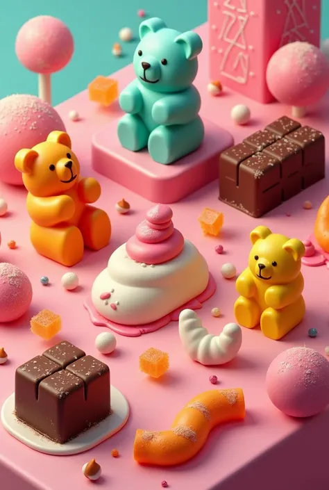 Unique isometric images on gummies and chocolates