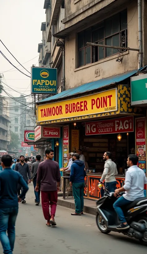 Scene 1: Introduction (Exterior Shot)
[Background: Vibrant street in Lahore, with the small restaurants name board visible.]
Voiceover (Excited tone):
"Hidden in the heart of Lahore’s bustling streets lies a small gem that’s big on flavor—[Taimoor Burger P...