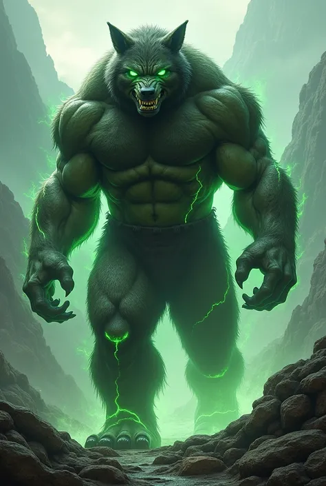 Hybrid fusion of marvel hulk and giant wolf