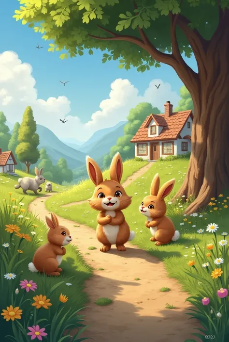 This is the story of a rabbit:

The rabbits name was Raja. He lived in a small village. Raja was very smart and always played with his friends.