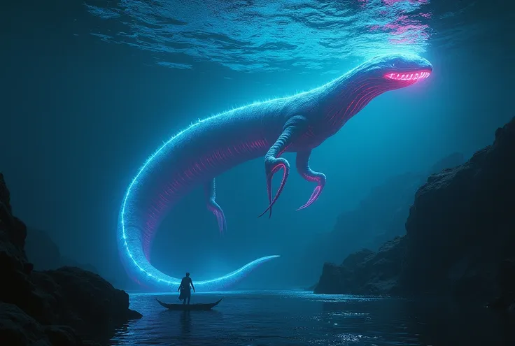 Deep beneath the lake Gigantic Neons light leech Eel xenomorph Symbiote 