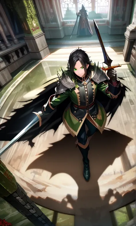 ((Raw image), nonsense, (absurd accuracy), masterpiece, best quality, (8k ultra detailed uniform CG background)، ( best illustration)، (best shadow)Realistic lighting, beautiful and detailed glow, ((31 factors  )), consistent black hair, black king, sword ...