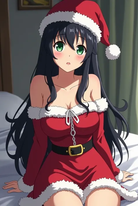  My Hero Academia screenshot 
Young woman with long black  and gray hair
 loose hair 
, green eyes 
attractive  , pretty,  beautiful 
dressed as santa claus sexy
Sitting in a bed
 
 
full body
Anime
Study Bonuses 