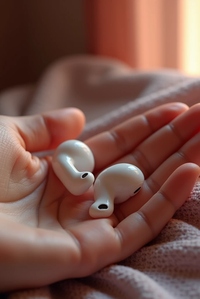 Airpod phones that have flexible sex and come in the shape of a persons ear 