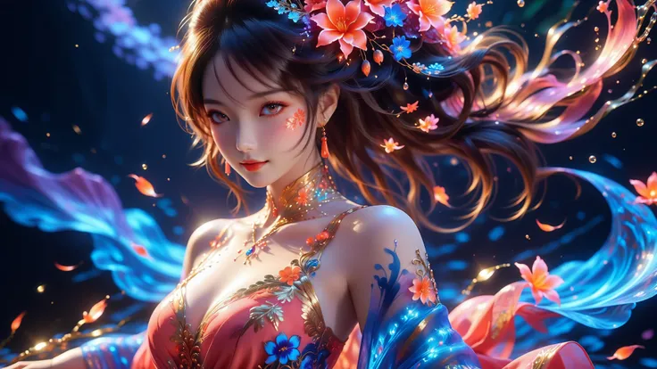 A Masterpiece In 32K Resolution, Supreme Quality, Super Detail, Official Art, Cinematic Lighting, Beautiful And Aesthetic, Ultra-Detailed Features, Very High-Resolution 32K Wallpaper. Create A Dreamy And Ethereal Image Featuring A Vivid Color Splash With A...