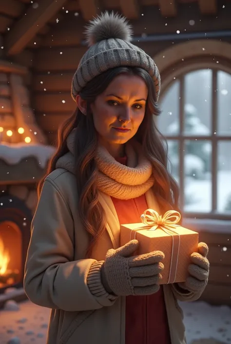 THE GIRL IN THE SNOW MAIDENS GUEST HOUSE HOLDS A GIFT IN HER HANDS