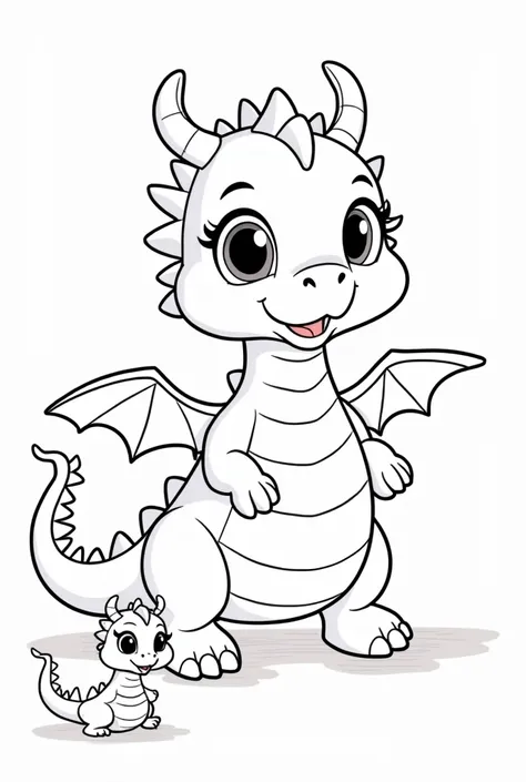 Image of a dragon that is for coloring and has a dragon on the bottom