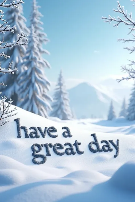  IN A SNOWY LANDSCAPE THAT SAYS IN TEXT "HAVE A GREAT DAY LUCERO "