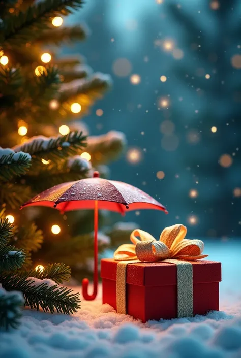   to clients of an insurance firm .  Include a festive background with Christmas trees , lights and snow  ( or tropical elements ,  if you want something more Brazilian ).  Add insurance-related elements ,  such as a house protected by an umbrella or a car...