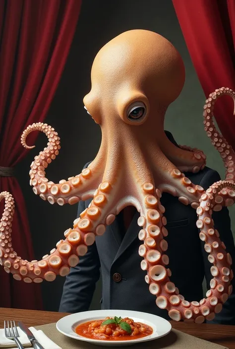 The octopus, renowned for its intelligence, decided to open a restaurant. He named it "The Tentacular Treat."
He hired a human waiter, a nervous fellow named Bob.
On opening night, a customer ordered a calamari. Bob, flustered, yelled into the kitchen, "On...