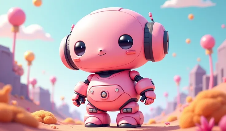 Lets draw a pink robot with a cute face. Cartoon 3D chibi drawing style