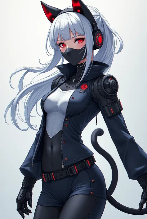 
a woman in a futuristic outfit with a cat mask and a cat tail, cyberpunk anime girl, female cyberpunk anime girl, anime cyberpunk art, digital cyberpunk anime art, cyberpunk anime girl mech, cyberpunk anime art, digital cyberpunk - anime art, anime cyberp...