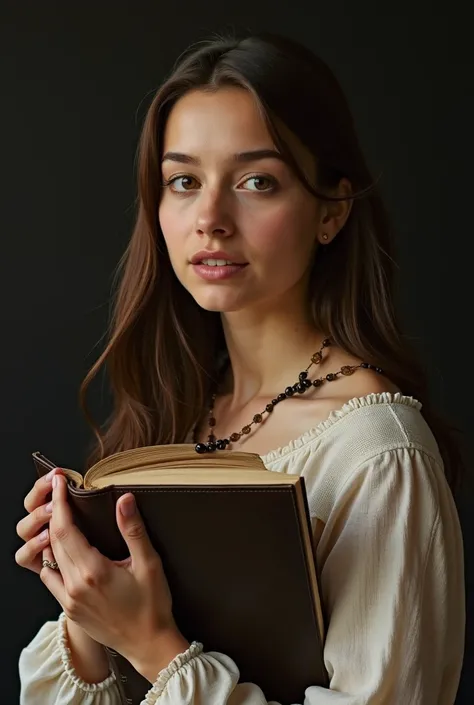 arafed photo of a woman holding a rosary and a book, by Pablo Munoz Gomez, album, renata glasc, by Jesús Mari Lazkano,   by Carlos Enríquez Gómez  , book portrait, inspired by Jesus Marie Lazkano,   by Pedro Álvarez Castelló  , valentina remenar, by Matteo...