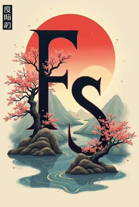 Letter f m s s in Japanese style
