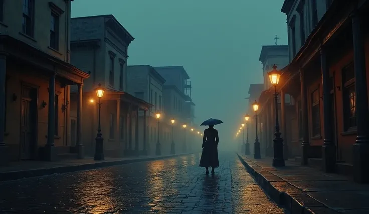  store in the Old West city the empty night, Last century around 1800 , heavy rain , Tense atmosphere,  dark and melancholic in high definition , 4K