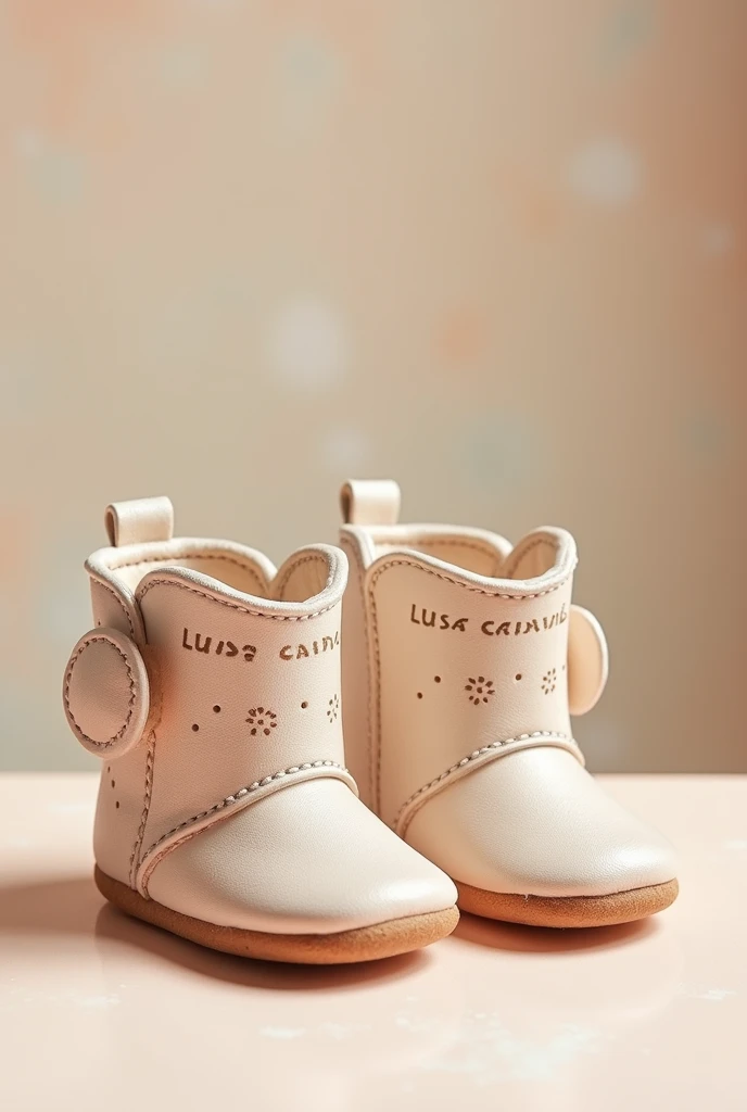 Create me an image of booties for girls with the Luisa Cadavid brand