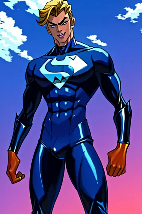  cool latex superhero boy,   teenager  ,   tall  ,  beautiful skin, Im a superhero 、I have a beautiful body ,  hero costume, An attractive, sober young man  ,  Slim and Muscular  ,  and my skin is tanned