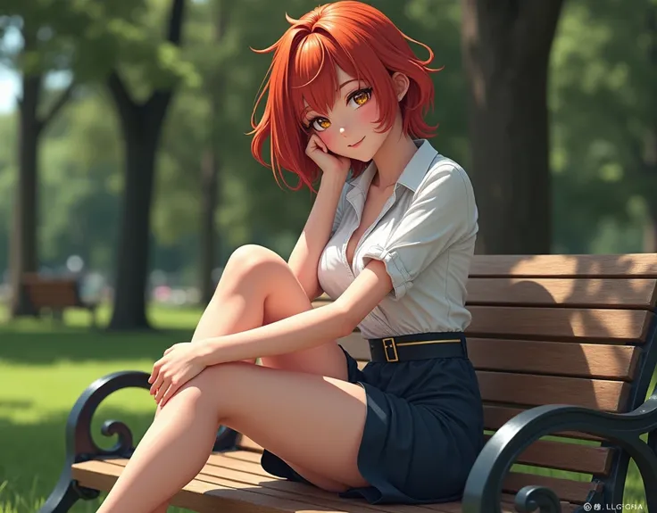 Shinji (Asuka),  top quality , super detailed , 1 girl,  solo ,  Various Sexiest Poses All Over The World,dynamic poses, Smooth and smooth red hair ,Big Wave Hairstyle ,  Clear eye line extending outward from the tail of her eyes ,Golden pupils, super clea...