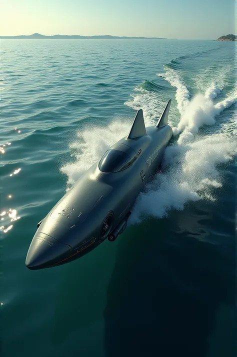 Jet ski and shark hybrid  drive in the ocean