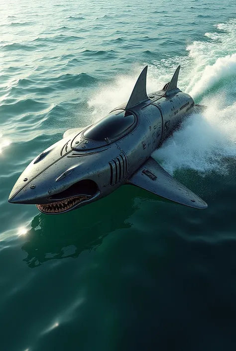 Jet ski and shark hybrid  in the ocean which looks dangerous 